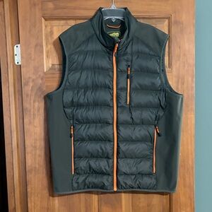 Bass Green Vest with Bright Orange Zippers